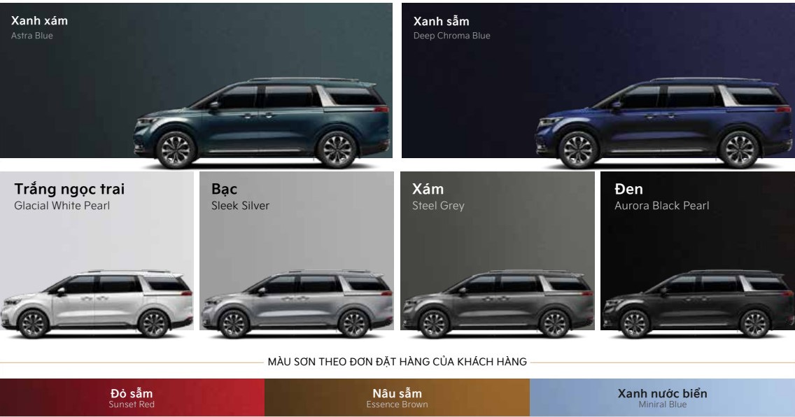 BẢNG MÀU KIA CARNIVAL TẠI ĐÀ LẠT